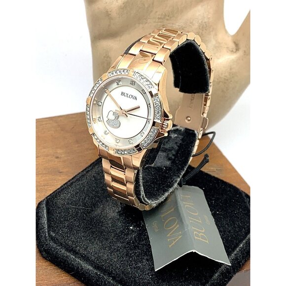 Bulova Women's Watch 98L303 Quartz Crystal Accent Rose Gold Stainless Steel - Picture 2 of 14